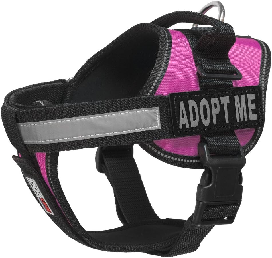 Dogline Vest Harness for Dogs and 2 Removable Adopt Me Patches, Medium/22 to 30", Pink