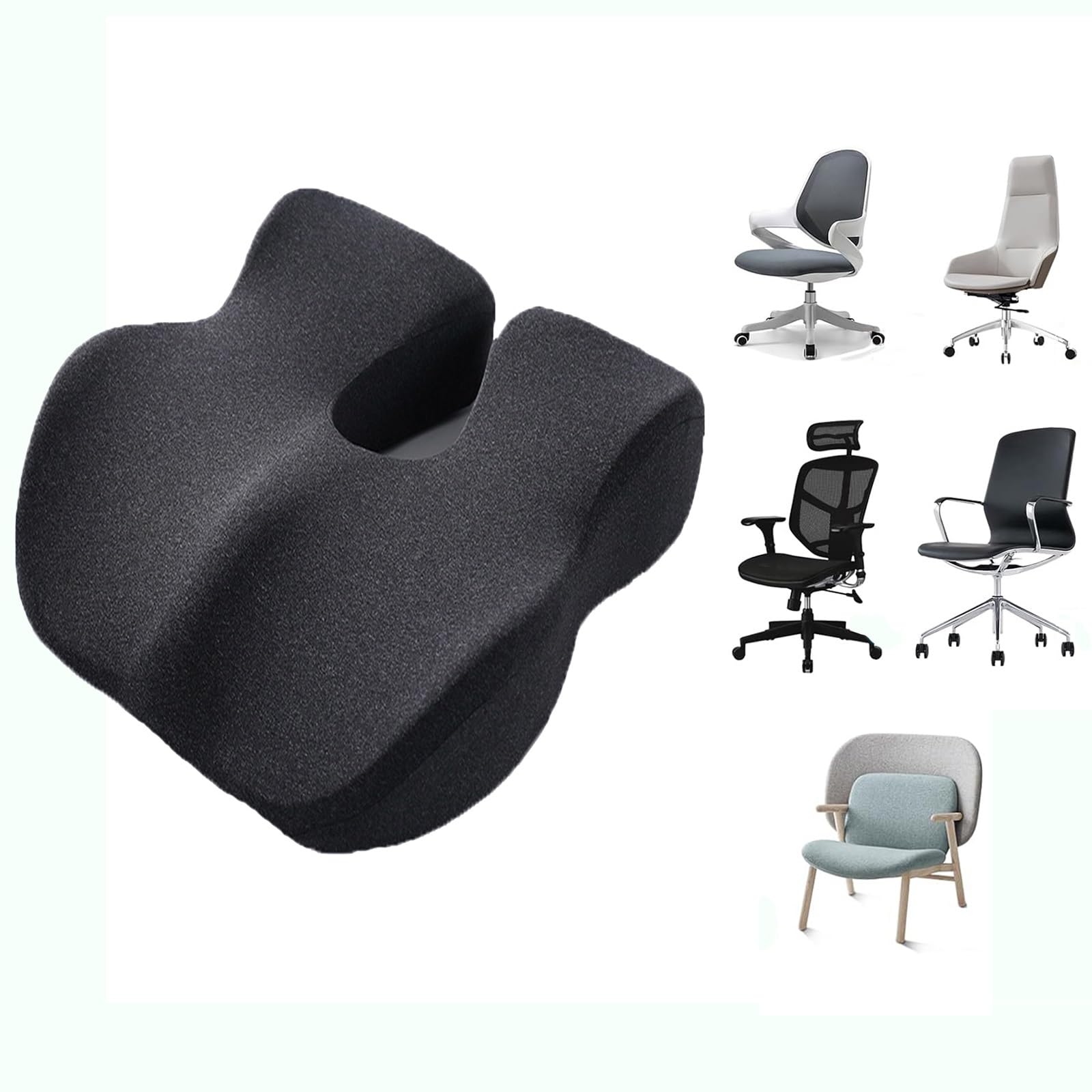 Aeveot Dark Gray Sciatica Cushion Office Chair Cushion Pressure Cushion,Ease Coccyx Cushion For Tailbone Pain,Applies To Ergonomic Seat Cushion For Office Chair,Wheelchair,Car Seat(Dark Gray)