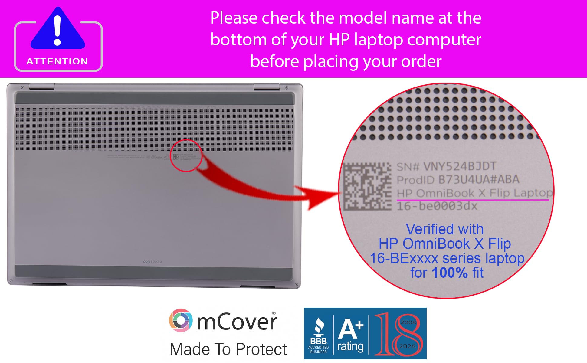 mCover Custodia compatibile solo per PC portatili HP OmniBook X Flip 16-ASxxxx 16-AUxxxx 16-ARxxxx 16-BExxxx 16-BExxxx 16-BExxxx 2-in-1 da 16" (non compatibile con altri modelli HP), trasparente