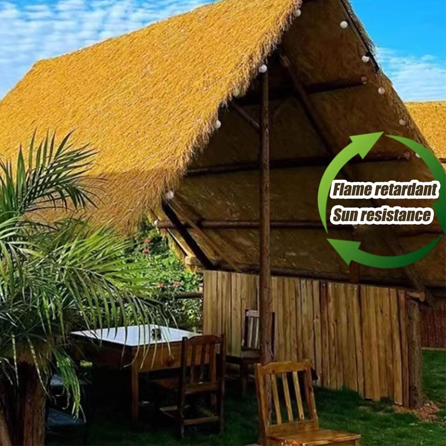Realistyczny dach ze sztucznej strzechy do ogrodu, patio lub domku dla lalek, uniwersalny styl wiejski, 1 x 5 m (3,2 x 16,4 ft) materiał strzechowy