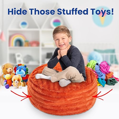 Miniatura 7 de Cheer Collection Puf de almacenamiento de animales de peluche, organizador de almacenamiento de juguetes para niños y puf con asa, bolsa de piel