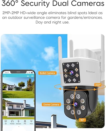 Miniatura 2 de VSTARCAM Cámara de seguridad para exteriores de 2MP+2MP, cámara dual 2K, monitoreo de 360, sonido de alarma personalizado, visión nocturna a todo
