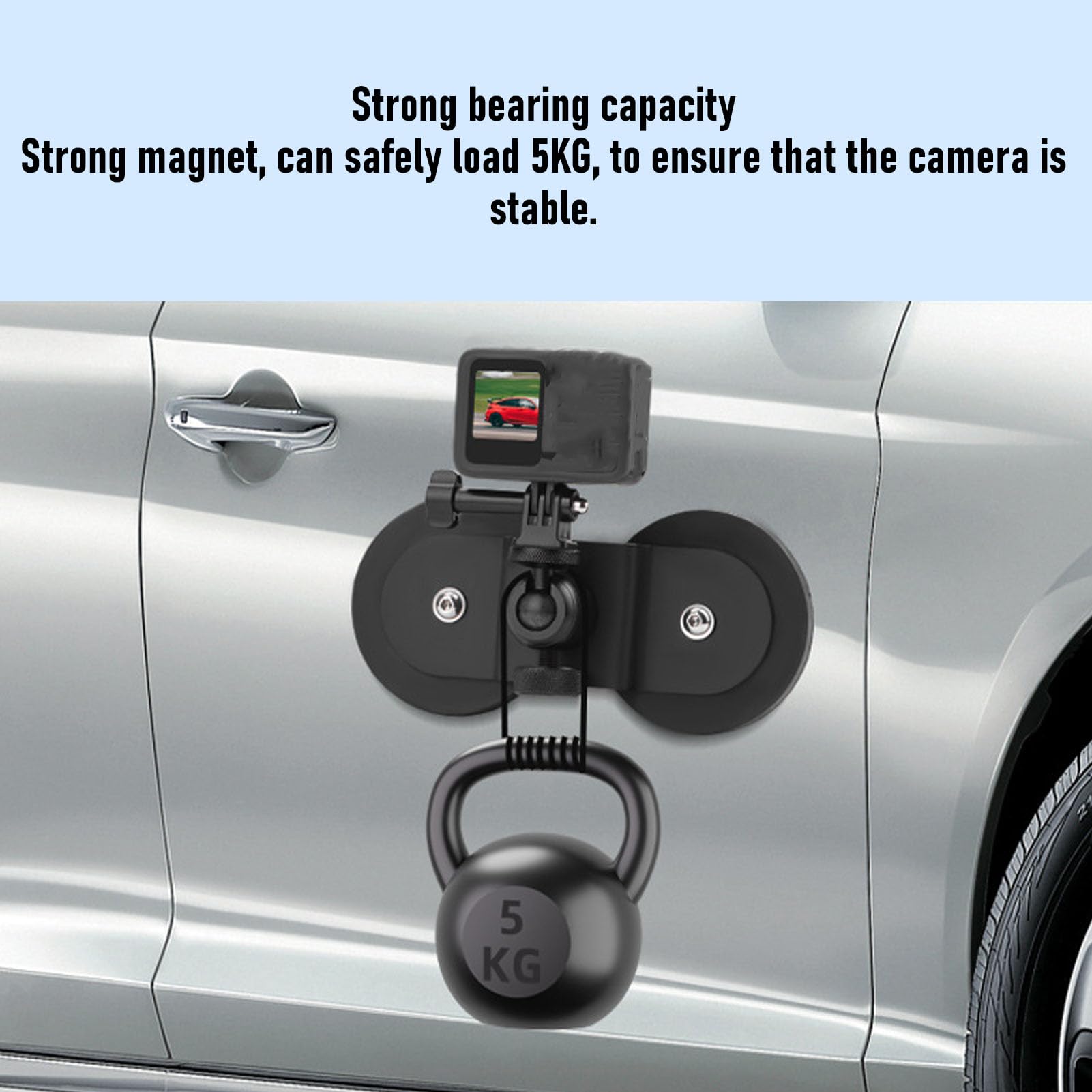 Supporto Magnetico per Action Camera, Staffa Regolabile a 360 | Supporto da auto a forte aspirazione per Action 5 Pro, Go 3S, 13 Black, 3, Telefono