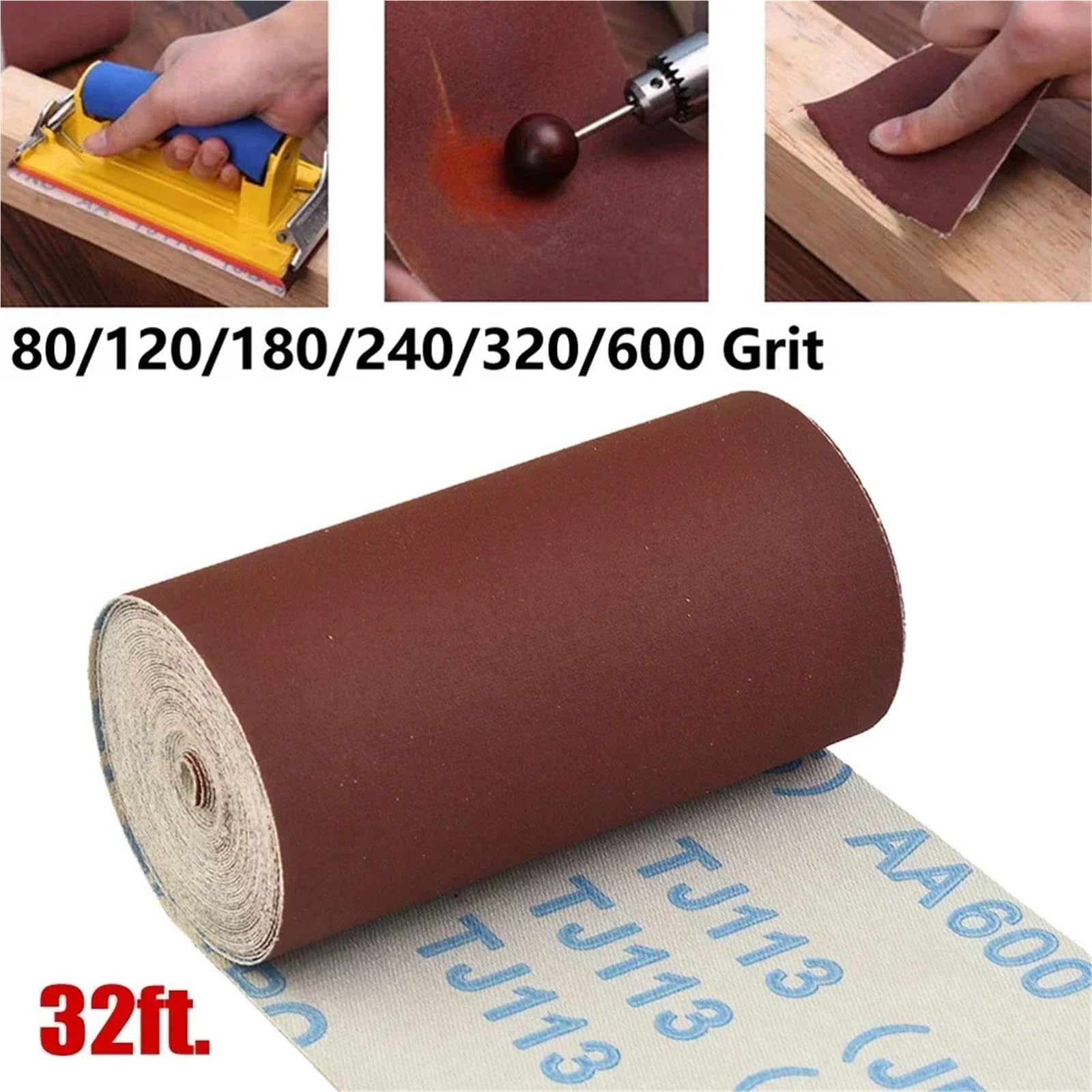 Rotolo di carta vetrata da 10 m 80 120 180 240 320 600 Carta a grana Tela smeriglio Levigatura ad acqua/a secco Strumenti abrasivi(80 Grit)