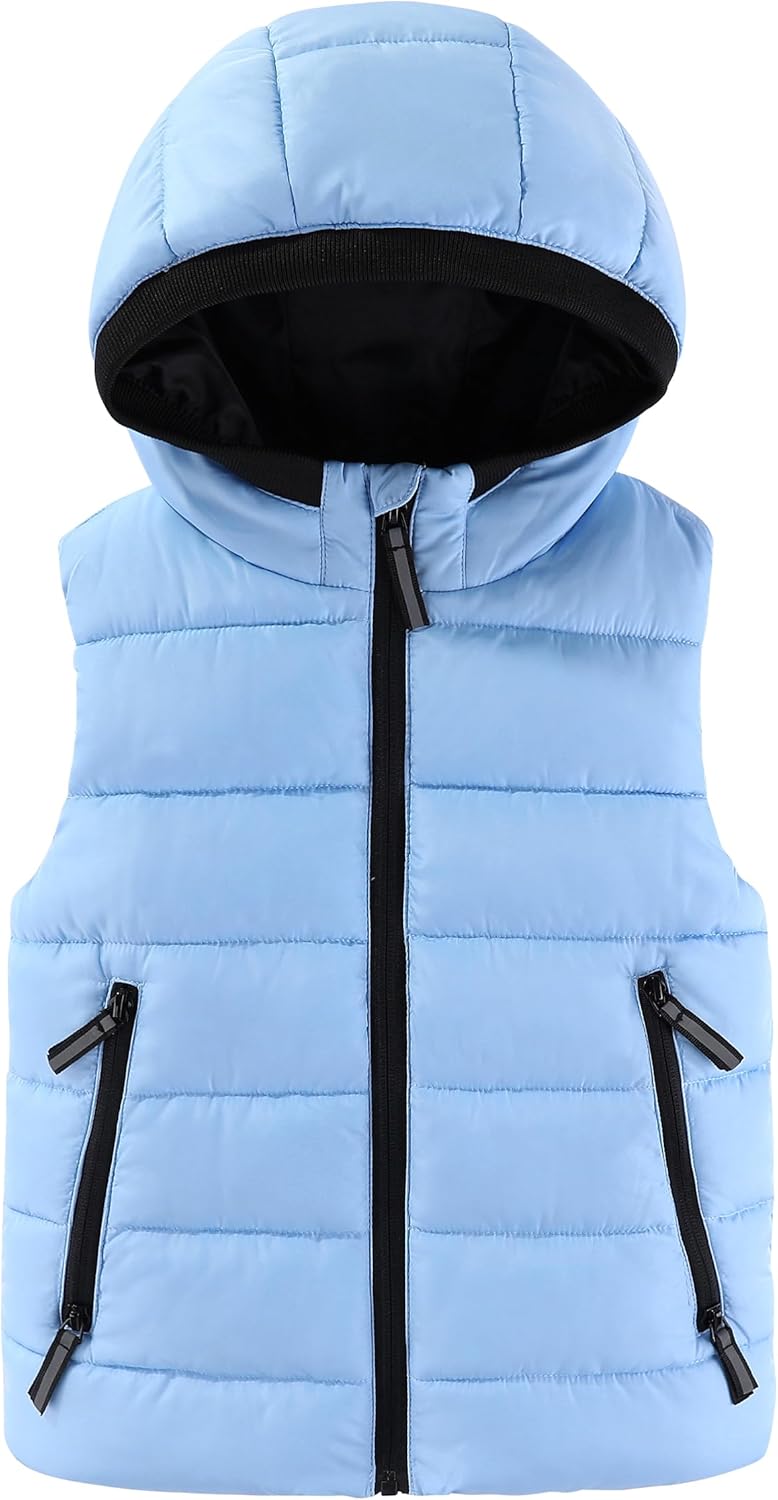 Hiheart Boys Girls Zip-up Fleece Lined Thick Padded Vest with Hood