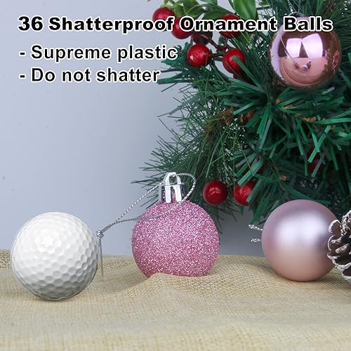 Vista 938 de 18 esferas medianas decorativas navideñas para árbol de Navidad, inastillables, para colgar, color púrpura, 2.5 pulgadas, paquete de 18