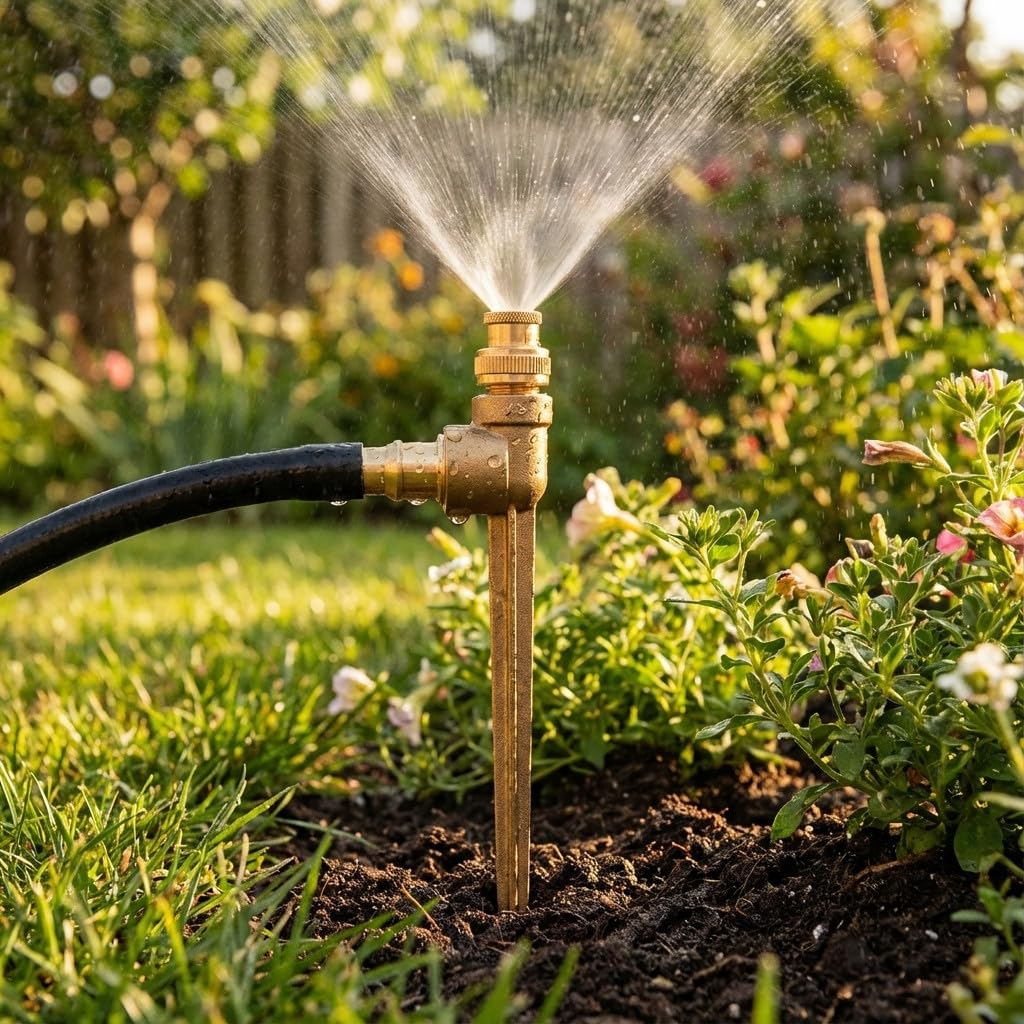 Suinga Pack 15 Pincho Porta Aspersor Laton 1/2" | Soporte de Riego para Aspersores de Jardin | Rosca Lateral 3/4"