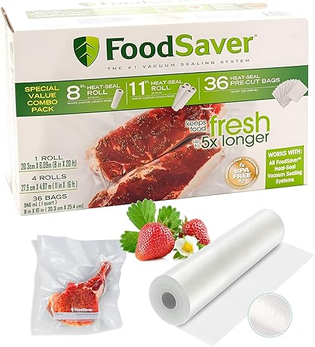 Miniatura 2 de FoodSaver Special Value - bolsas sellables combo rollo de 1-8", 4-11". bolsas pre cortadas