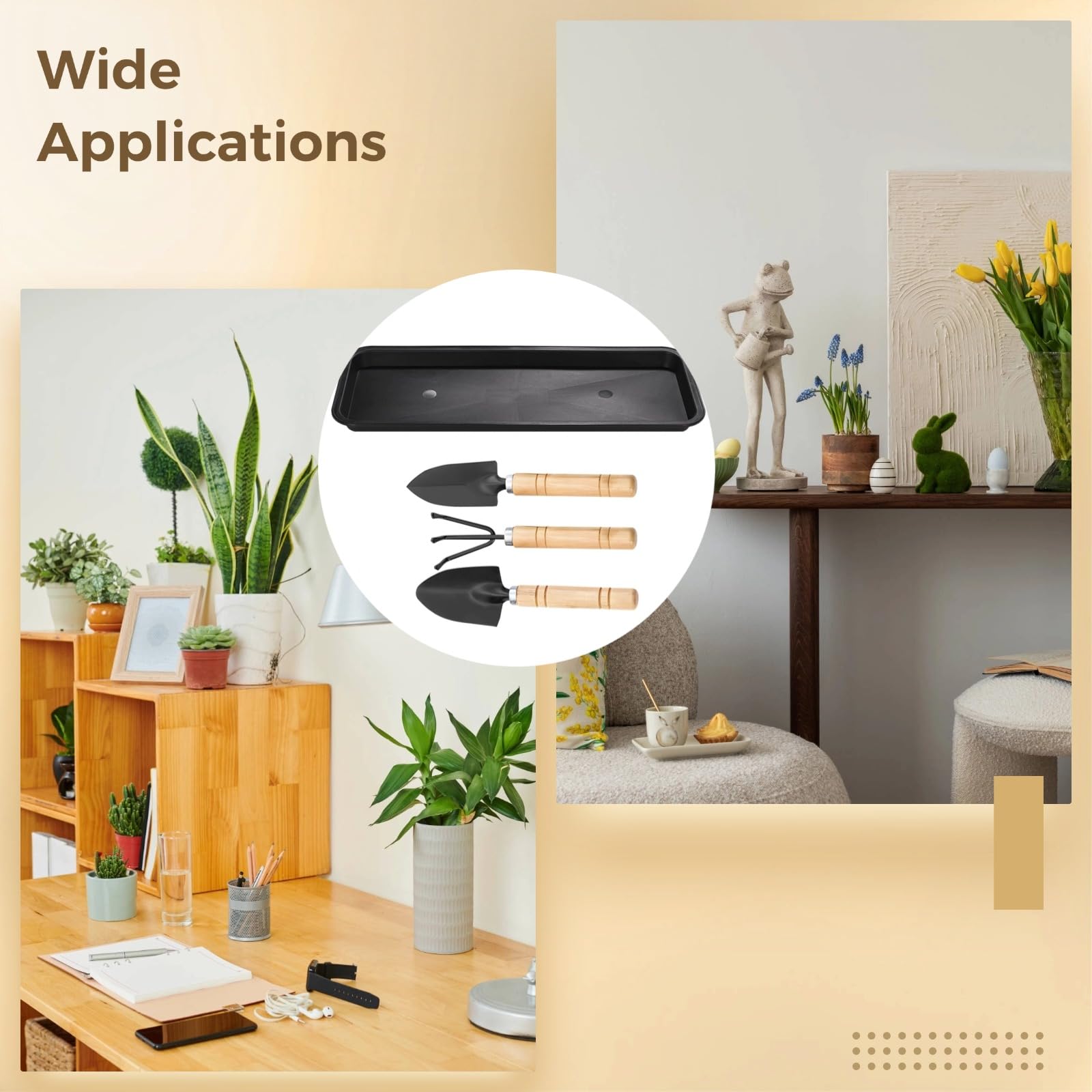 Générique 5 soucoupes rectangulaires en plastique pour pots de plantes, noires, 15,7 x 5,9 x 0,7 pouces, pour intérieur et extérieur, adaptées aux rebords de fenêtre et aux pots de fleurs