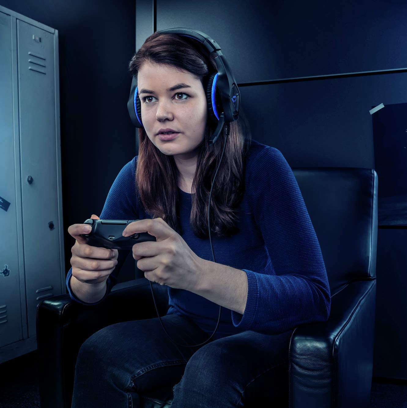 Trust Gaming Cascos PS4 & PS5 GXT 404B Rana Auriculares Gamer con Micrófono Plegable y Corto y Diadema Ajustable, Cable de 2 m, para PlayStation 4 & 5 - Azul