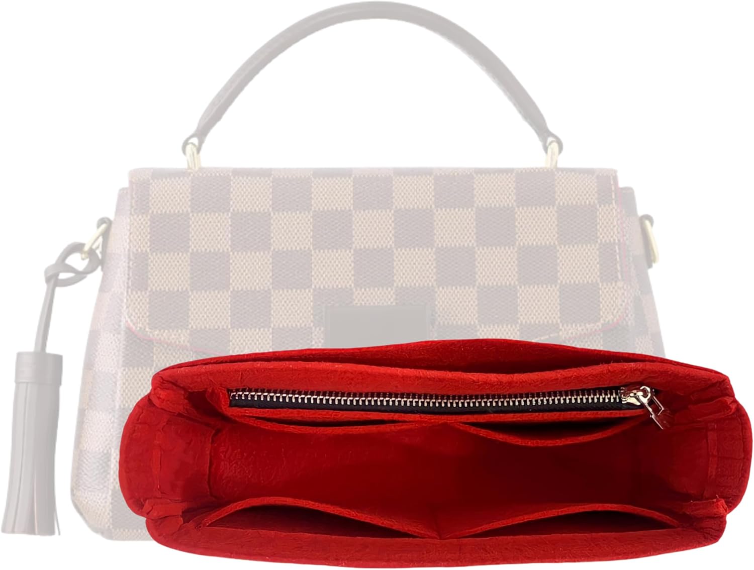 Divitize Premium Purse Organizer compatible with Croisette Bag Insert — Gold Zipper Perfect Fit, Durable Quality Felt, Full Coverage No Bulk, +24 Shades (For Croisette, Cream)