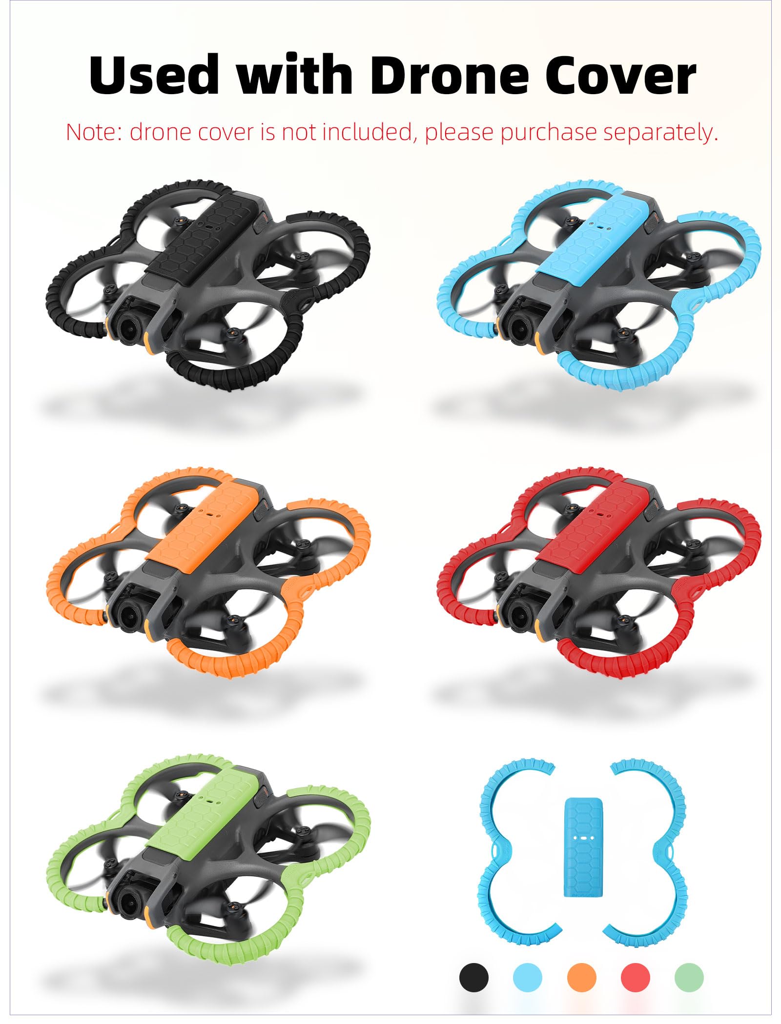 DJI Avata 2 TPU Propeller Guard Anelli di Protezione Paraurti Posteriore Nero Set