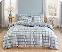 Vista 30 de SLEEPBELLA Juego de edredón de muselina de doble capa lavada de 100 % algodón, tamaño Queen, bohemio azul y amarillo, esponjoso, grueso, a cuadros