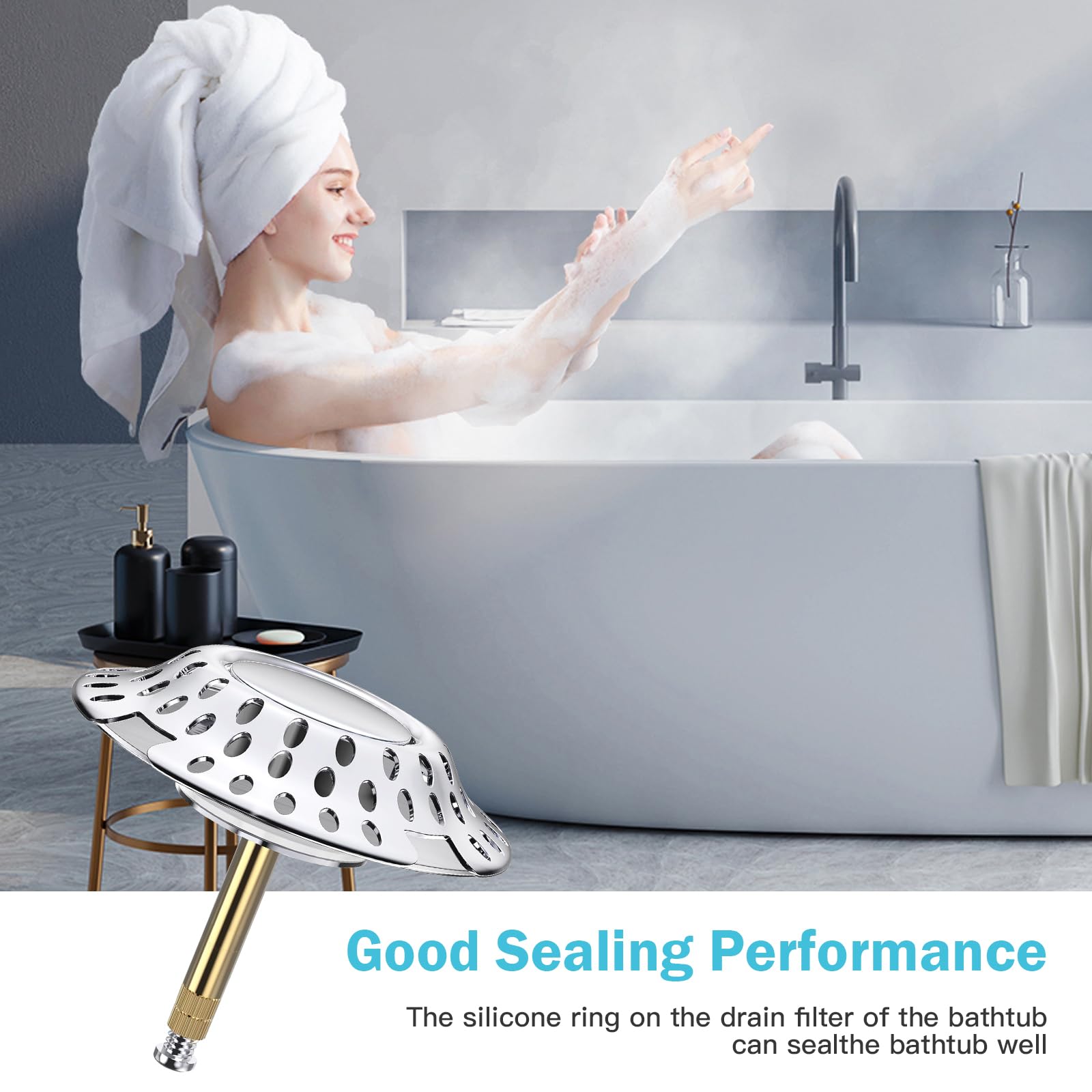 Tappo Vasca 2 In 1 - Con Filtro Capelli Regolabile 38-44mm
