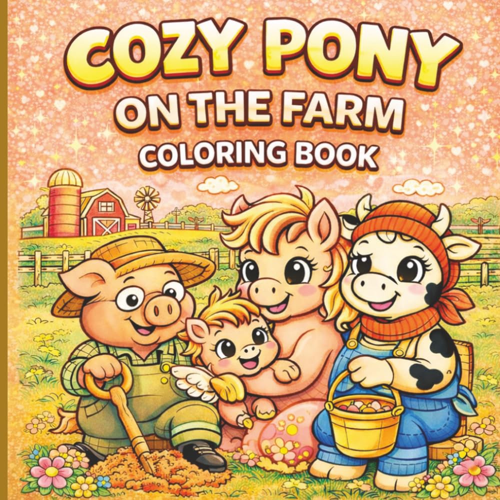 Cozy Pony on the Farm Coloring Book: Cute Pony Family Visiting Farm Friends – Cows, Pigs, Country Life and Cozy Adventures for Relaxation (Cozy Pony (Animal) Coloring Series)