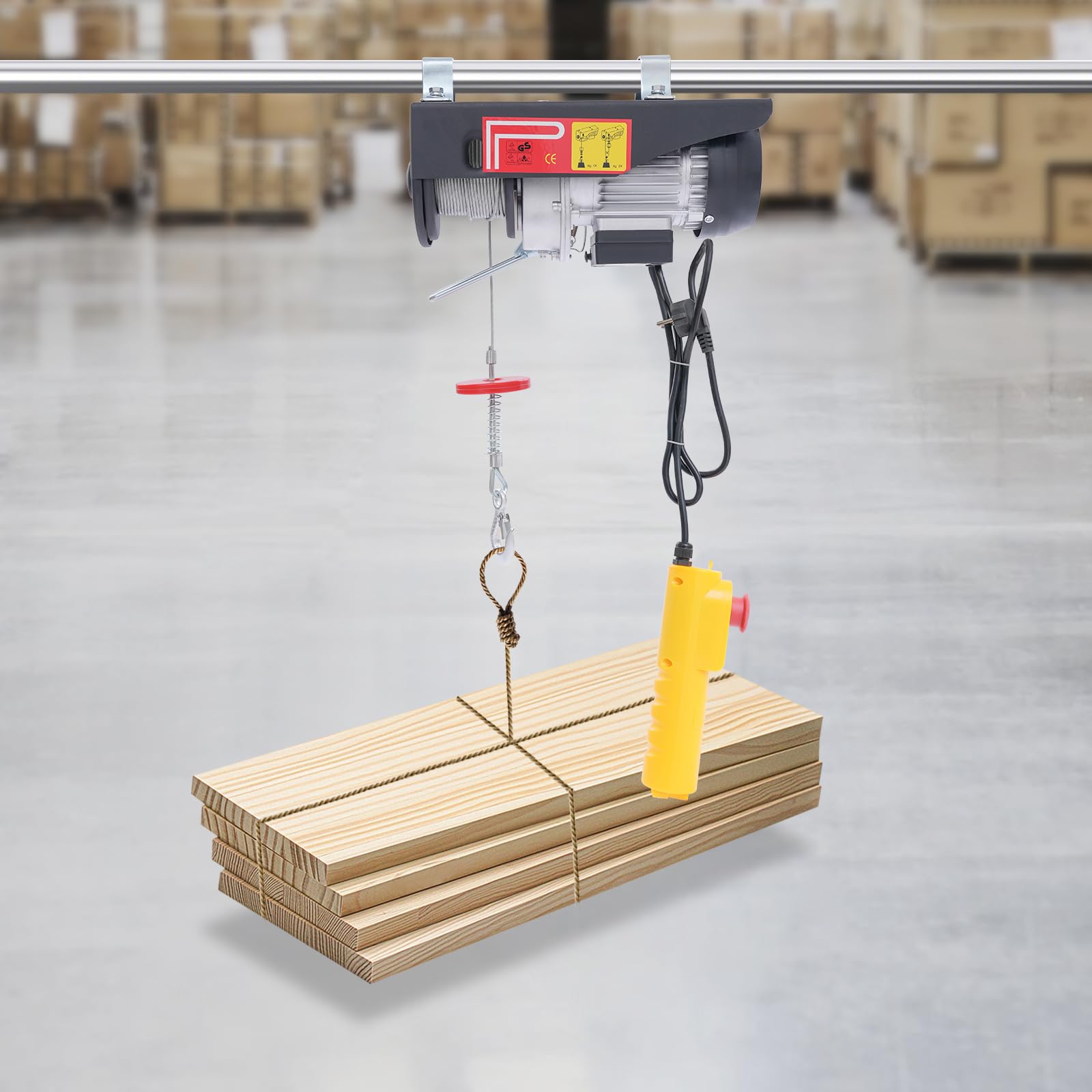 Verricello elettrico, 250 kg, altezza di sollevamento: 18 m, cavo di sollevamento, 10 m/min, velocità di sollevamento, sospensione semplice e doppia, cavo elettrico, paranco per garage, cuscinetti