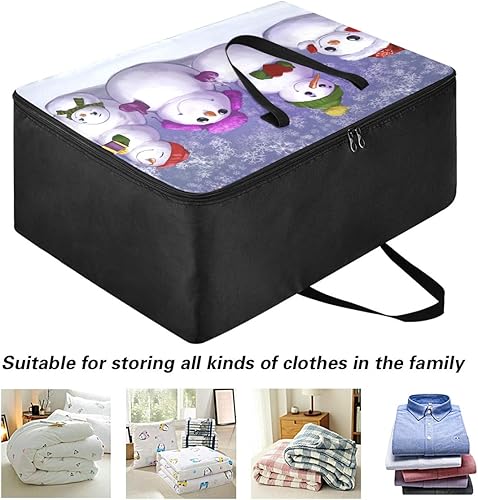Miniatura 3 de Bolsa de almacenamiento de ropa para debajo de la cama, divertidos muñecos de nieve de pie, contenedores de ropa grandes con cremallera, bolsa