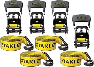Stanley S10074 - Cinta de trincaje de sujeción de 4 cm x 4,9 m, Color Negro/Amarillo, Transporte de Carga Pesada (Resist...