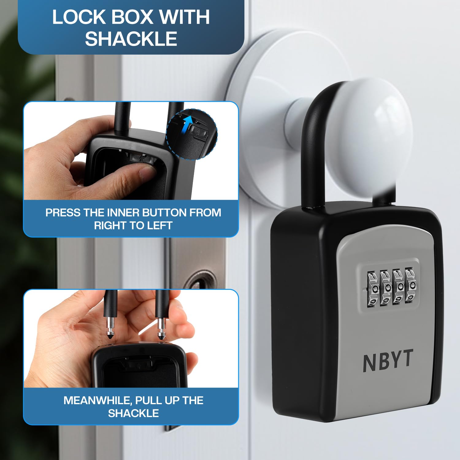 NBYT Portable Combination Lock keybox, For House Keys Key Hiders to Hide a Key Outside,Waterproof Key Safe Storage Lock Box(Small size With Shackle)