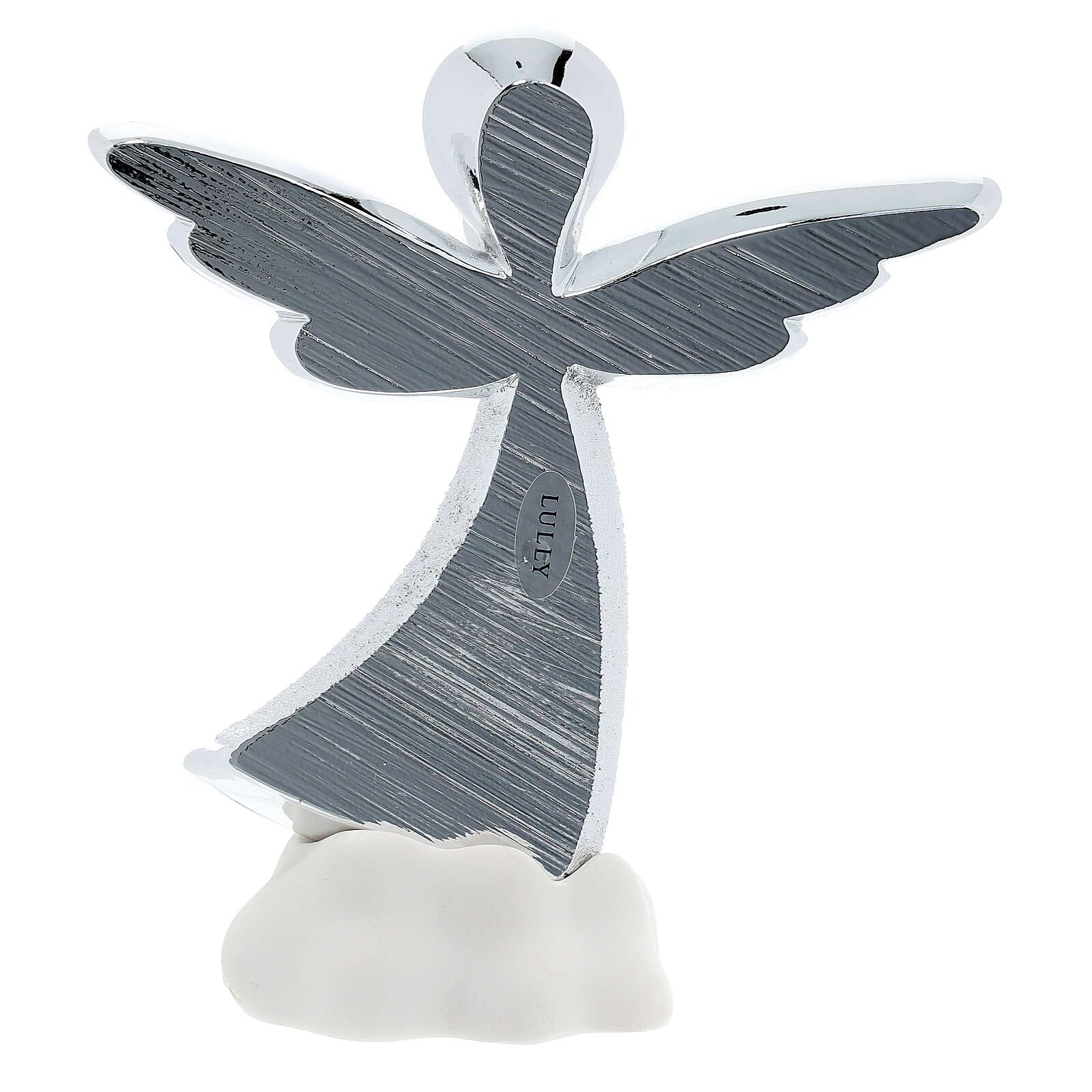 Holyart Angeles y Accesorios: Ángel 14 cm Corazones y Nube Blanca Resina Plateada