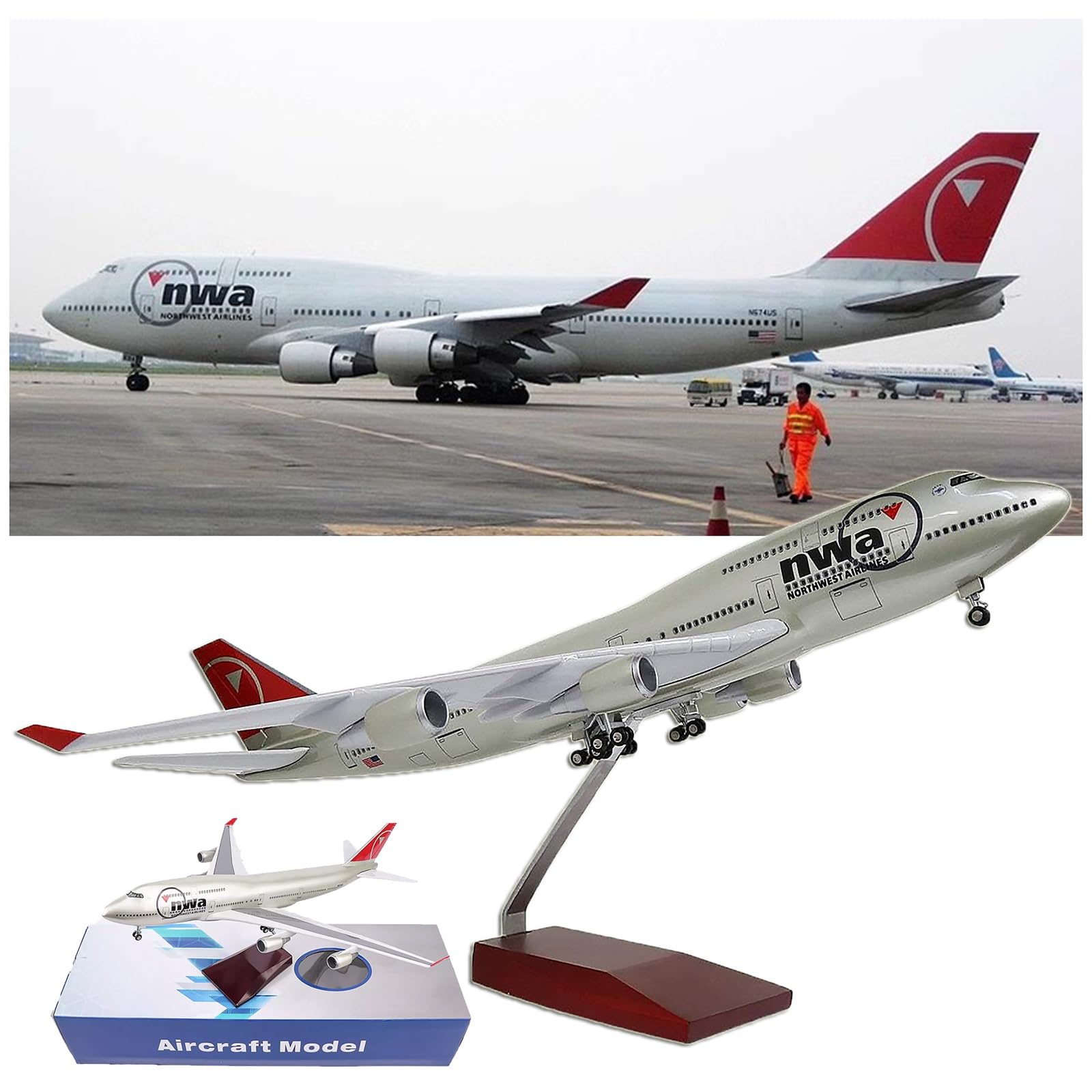 NORTHWEST AIRLINES ボーイング747-400 1/200 747-400 1:200 Diecast Model - GeminiJets GJ-G2NWA607 - $140.95