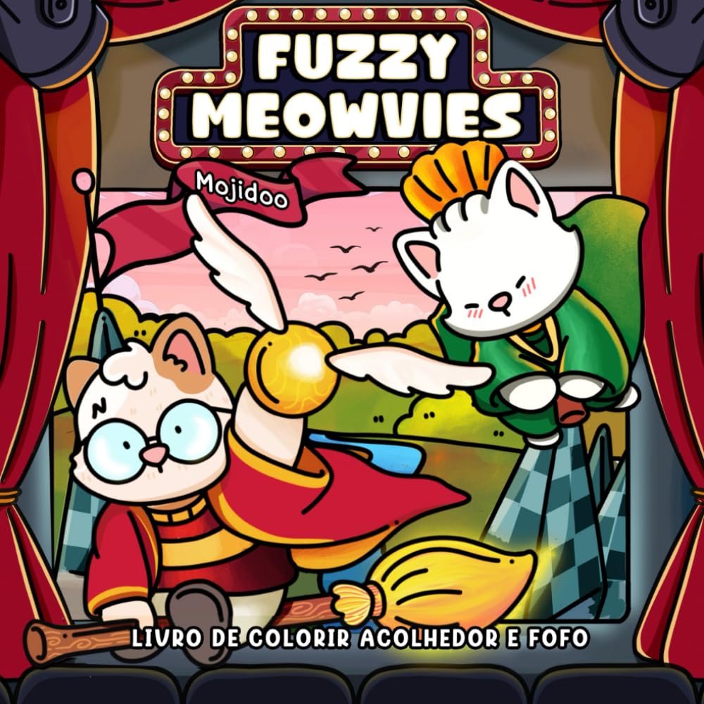 Fuzzy Meowvies: Livro de Colorir Aconchegante e Fofo para Adultos e Adolescentes Com Amigos Felinos Inspirados No Cinema, Desenhos de Animais Simples e Ousados para Aliviar o Estresse e Relaxar