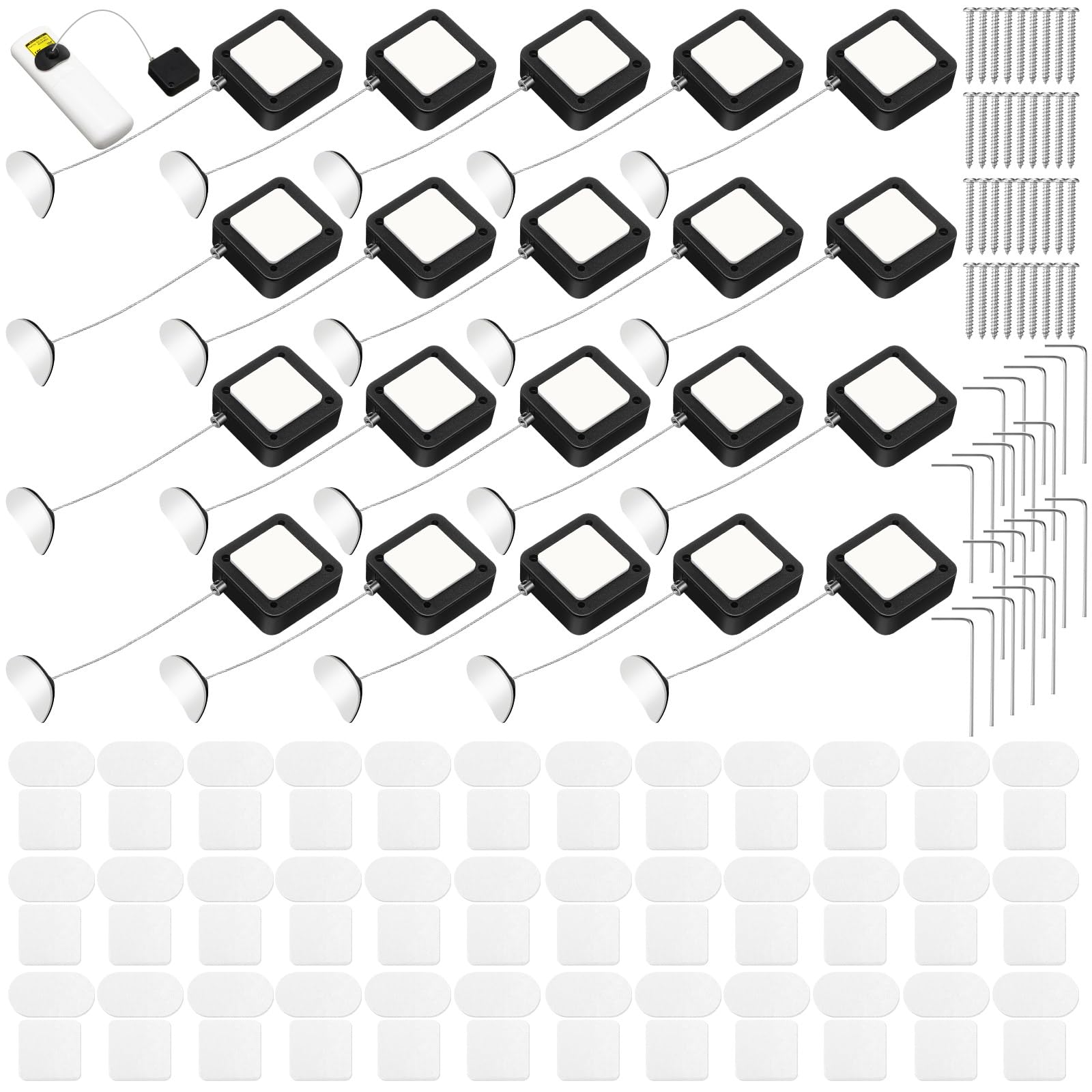 Photo 1 of Mimorou 20 Pcs 6.5 ft Retractable Security Cable Lock with Double Sided Adhesive and Screws TV Remote Control Tether Cord Leash Anti Lost Rope Security Lanyard Lock for TV Tablets Showroom