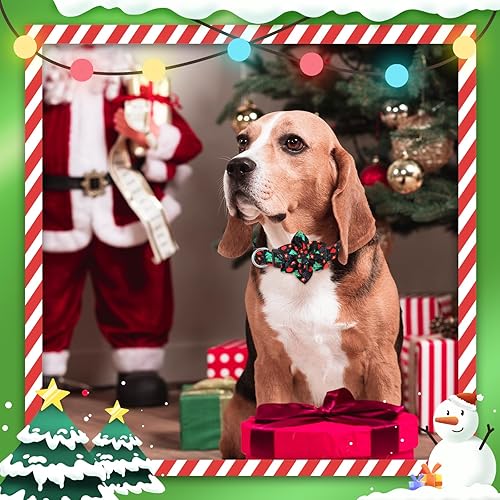 Miniatura 7 de 6 collares de Navidad para perro con flor, collar de Navidad para perro con hebilla de plástico floral extraíble, collares de Navidad ajustables