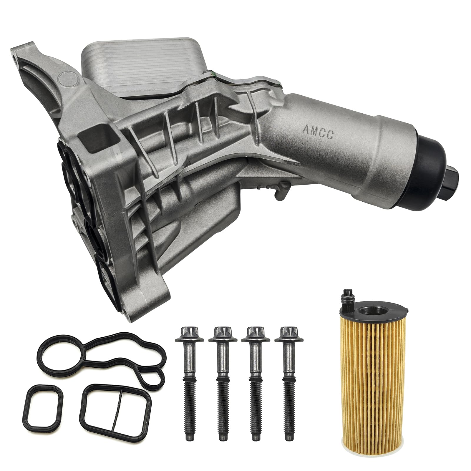 AMCC Upgrade Aluminum Engine Oil Cooler Filter Housing with Gasket Bolts Compatible with 2016-2022 BMW B48 F30 230i 330e 330i GT 430i 530i 530e 740e