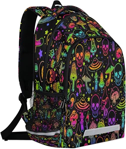 Miniatura 5 de Backpack for Boys Girls Teens Rainbow Skull Mushroom 16 Inch Kids Backpack Halloween Star Middle Schoolbag Primary Elementary Student Bookbag for