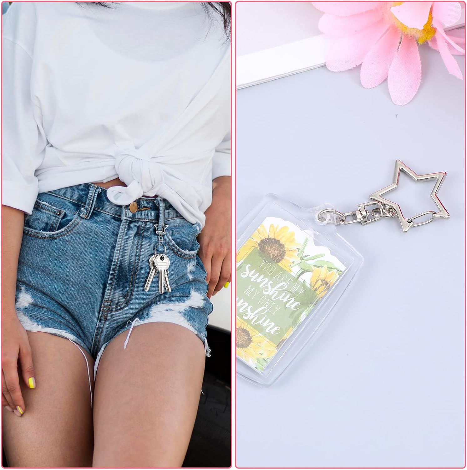 30Pcs Star Shaped Spring Snap Keychain Clip Lobster Claw Clasp, Metal Swivel Clasp Snap Hook Key Ring with Chain Hanging Buckle for DIY Crafts Key Ring Making, Keychain Accessories - Image 7