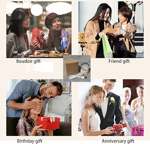 Miniatura 6 de Gouccpu Bola de cristal brillante 3D tallada interior pequeña bola de cristal con base de madera, regalo creativo decorativo bola de cristal