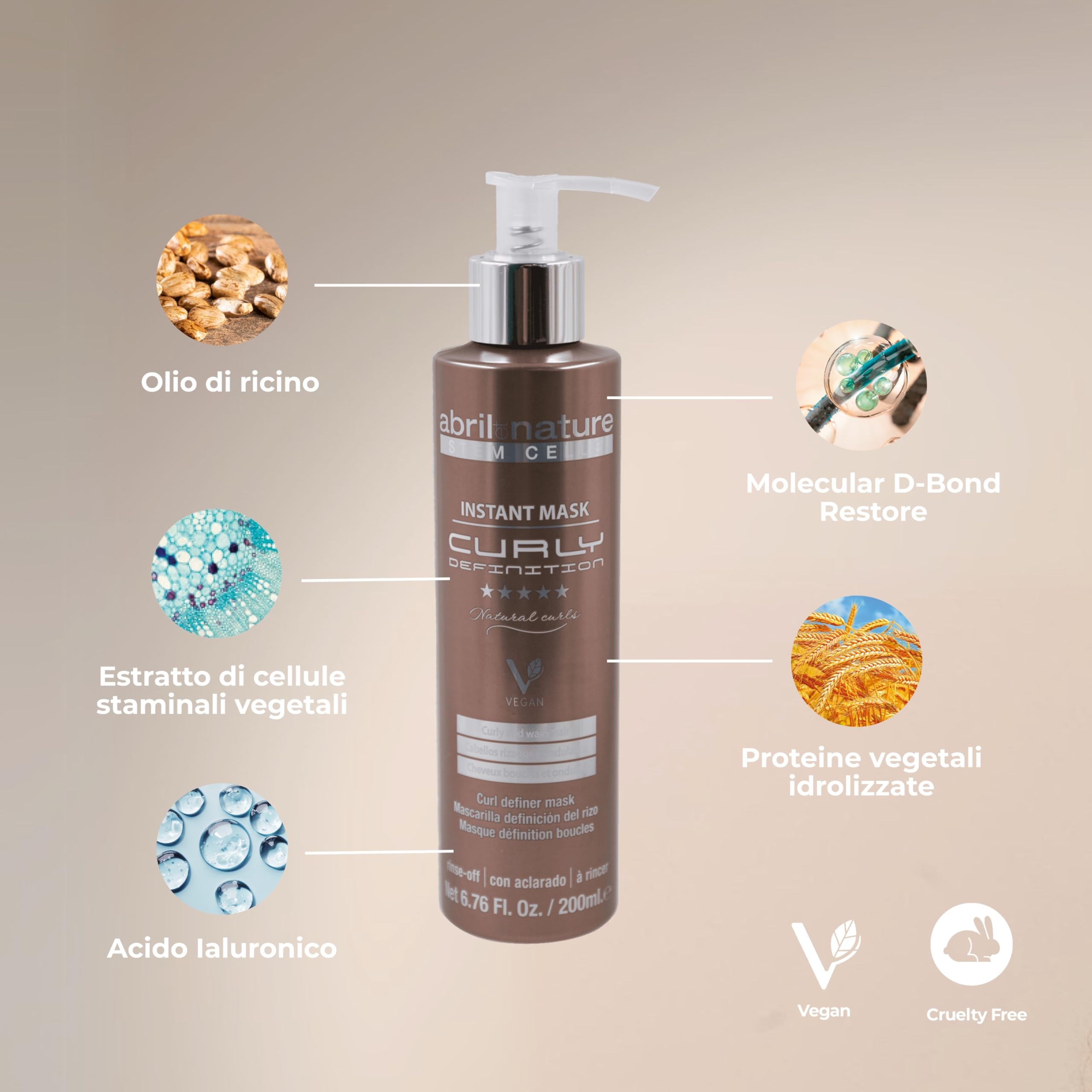 abril et nature - Set Capelli Ricci, Curly Definition Pack, Termoprotettore, Anticrespo e Idratante, Kit Ricci Perfetti, Capelli Mossi Definiti, 550 ml