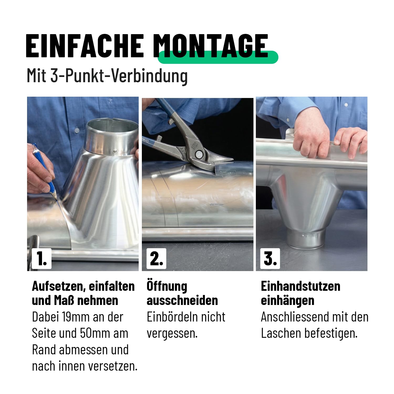 greate Einhangstutzen verzinkt für Dachrinne 280/80 - Made in Germany | 4er Pack Rinnenstutzen für halbrunde 280 Dachrinnen als Verbindungsstück an 80 mm Fallrohr - Ablaufstutzen Dachrinne