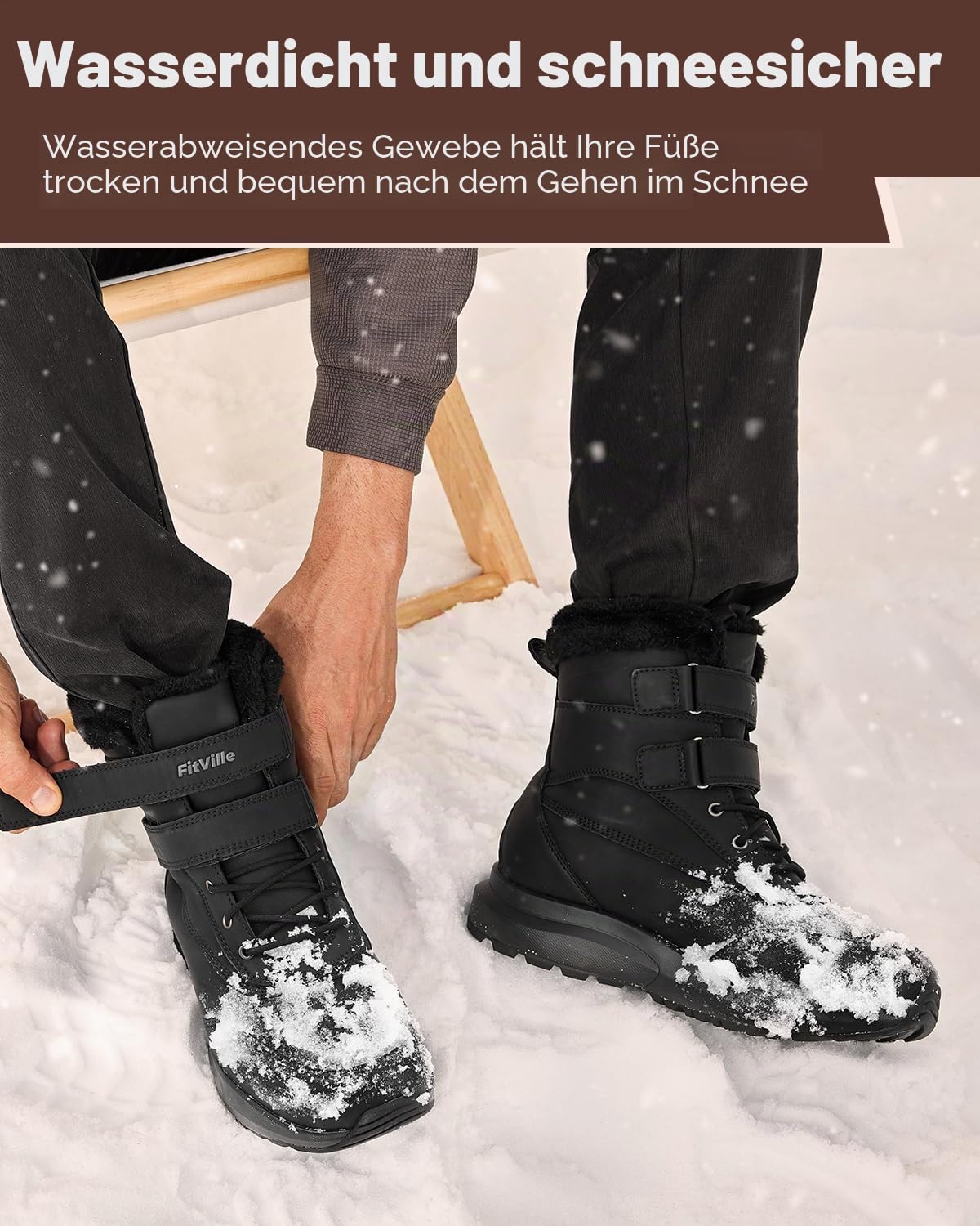FitVille Winterstiefel Herren Extra Weit Warm Winterschuhe Wasserdicht Gefüttert Schneestiefel Kurzschaft Stiefel Breit Winter Outdoor Boots Rutschfeste Schuhe