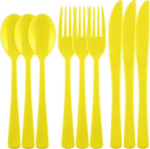 Miniatura 17 de Kochorie 300 Piezas de Vajilla de Plástico Pastel de Plata, Juego de Cubiertos de Plástico Resistente, Utensilios Desechables Pesados Incluye