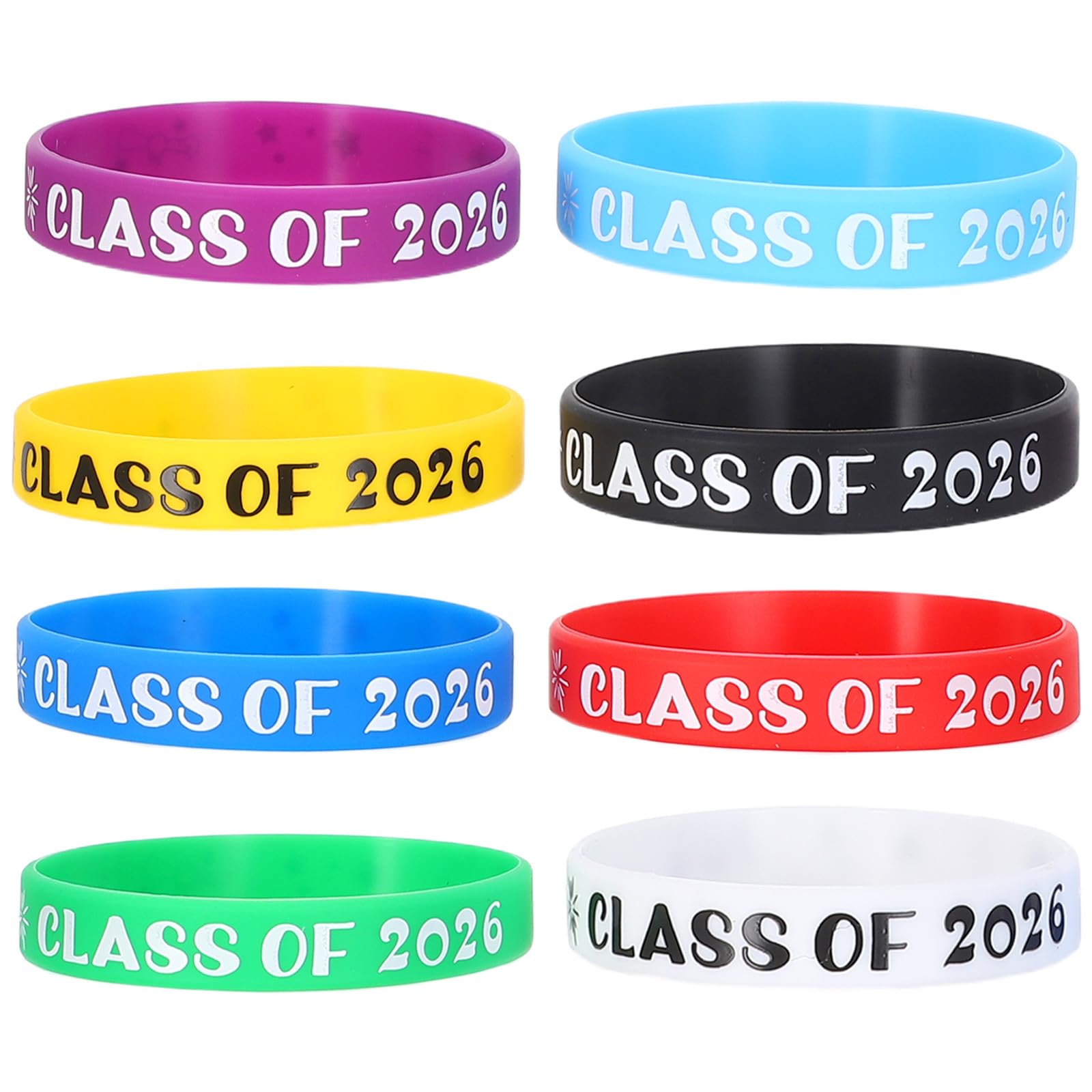 Didiseaon Class of 2026 Wristbands, 24pcs Graduation Silicone Bracelets Prersents 8 Colors Rubber Bracelets Grad Present for Congrats Graduation Party, Students, Teachers, School Leavers, Graduates