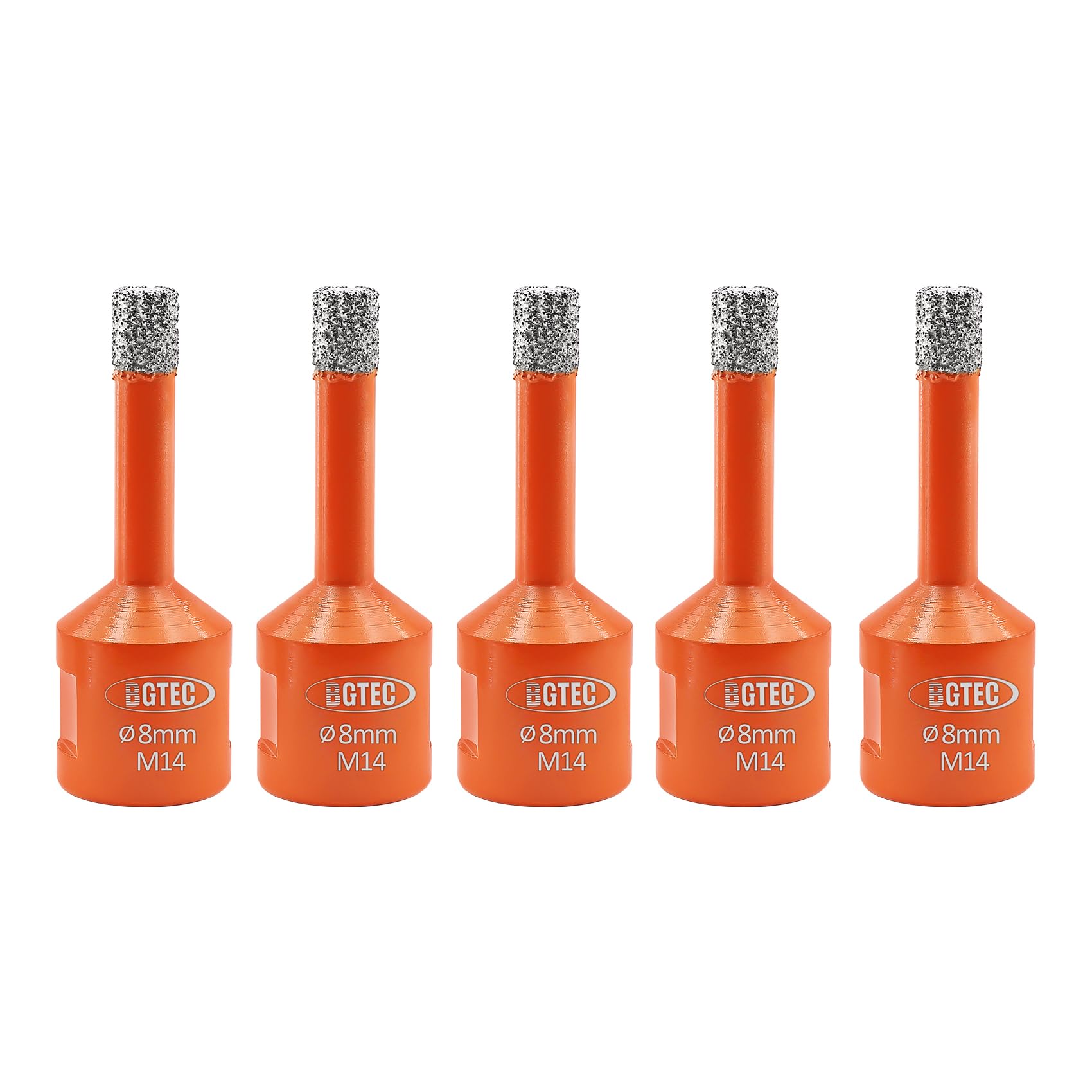 Diamond Drill Bit Set - BGTEC 5PCS 8MM Tile Drill Bits With M14 Thread for Tile Porcelain Stoneware Ceramic Marble Granite, Vacuum Brazed