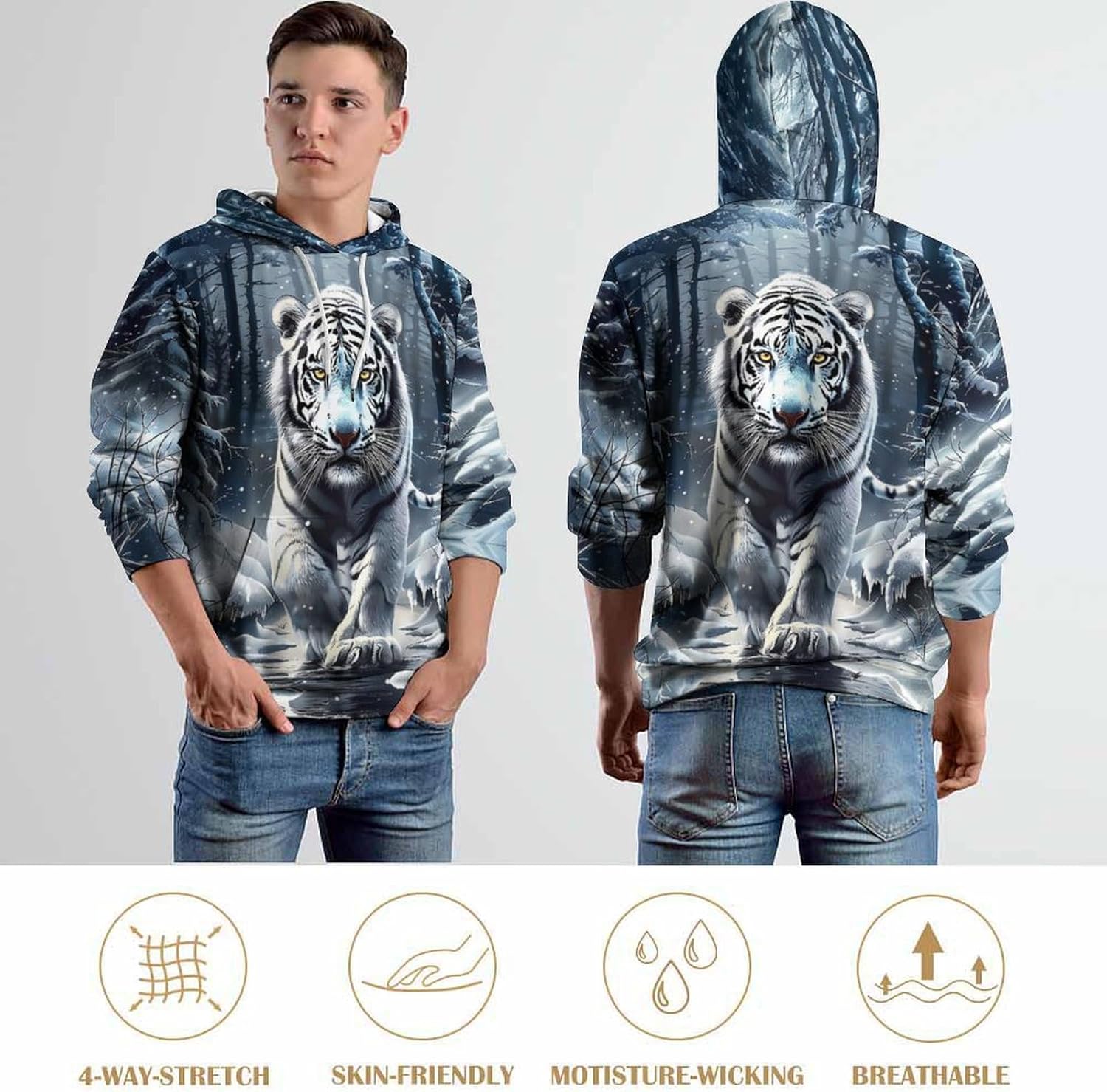Men's Tiger Graphic Hoodies Fantasy Animal Theme Sweatshirts Autumn and Winter Long Sleeve Pullovers - Image 6