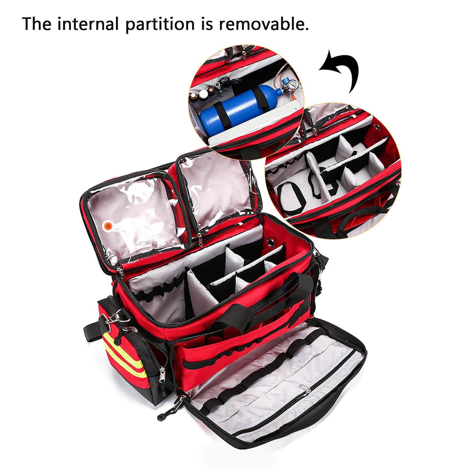 Bolsa De Primeros Auxilios Médica Con Múltiples Bolsillos, Bolsa Grande De Primeros Auxilios Para Emergencias Médicas, Con Tela Reflectante Y Desmontable, Fácil De Transportar Y Resistente Al Desgarro