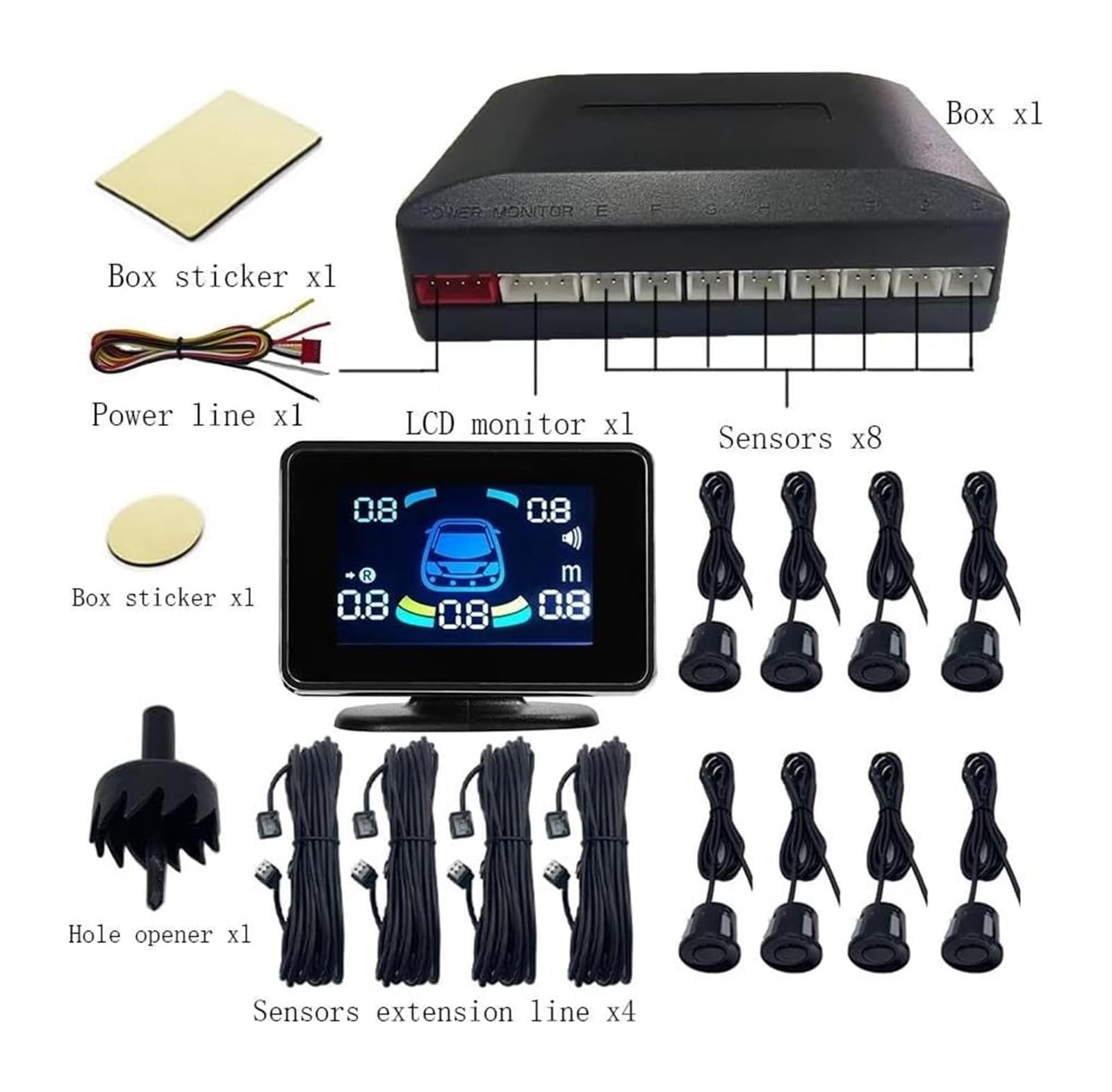 Sensor De Estacionamiento Sensor Aparcamiento Radar Marcha Atrás Trasero Coche Detector Electrónico Parktronic Kit Asistencia(Oro,4)