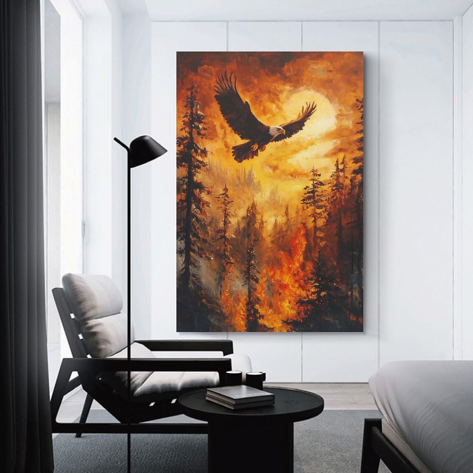 Junmoney Eagle Soaring Over Forest Decorative Wall Artwork 20x30inch(50x75cm), for New Homes, Bedrooms Or Workspaces, A Wall Art Gift for Fresh Interiors
