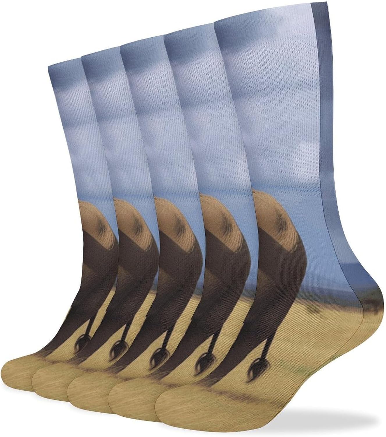 Africa Grassland Elephant Crew Socks Cozy Casual Calf Socks Lightweight Long Work Sock Breathable Athletic Sock for Hiking Sports Running 5 Pairs