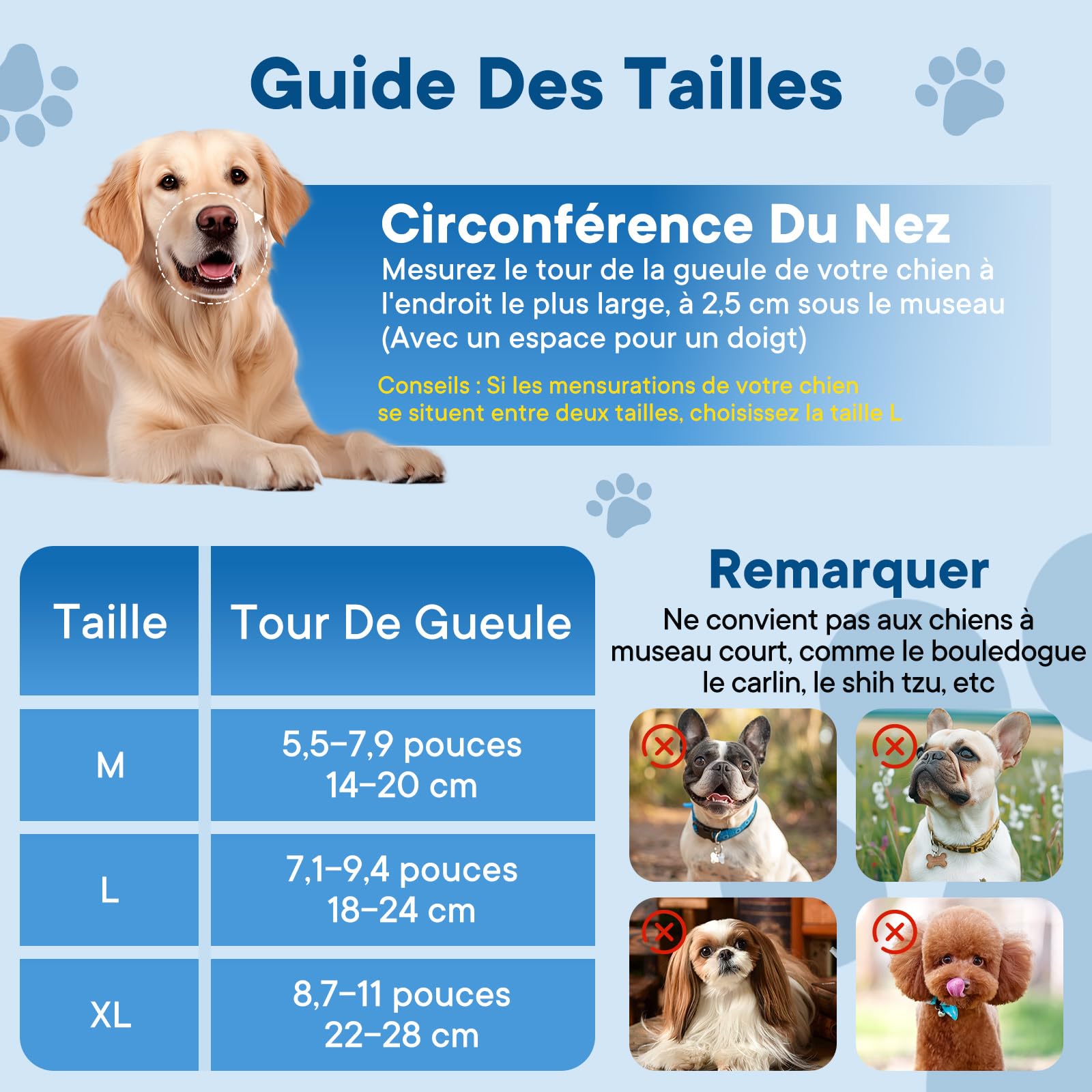 Museliere pour Chien, Ajustable pour Muselière Chien, Anti-aboiement et Mastication, Muselière en Maille à Air Doux pour l'entraînement au toilettage (M)