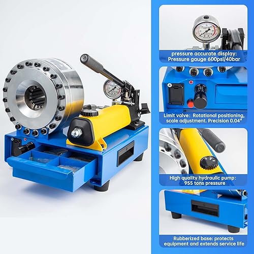 Miniatura 4 de Flame Dark Máquina prensadora hidráulica accionada manualmente, la opción engancha conjuntos de manguera trenzada simple y doble con diámetros de