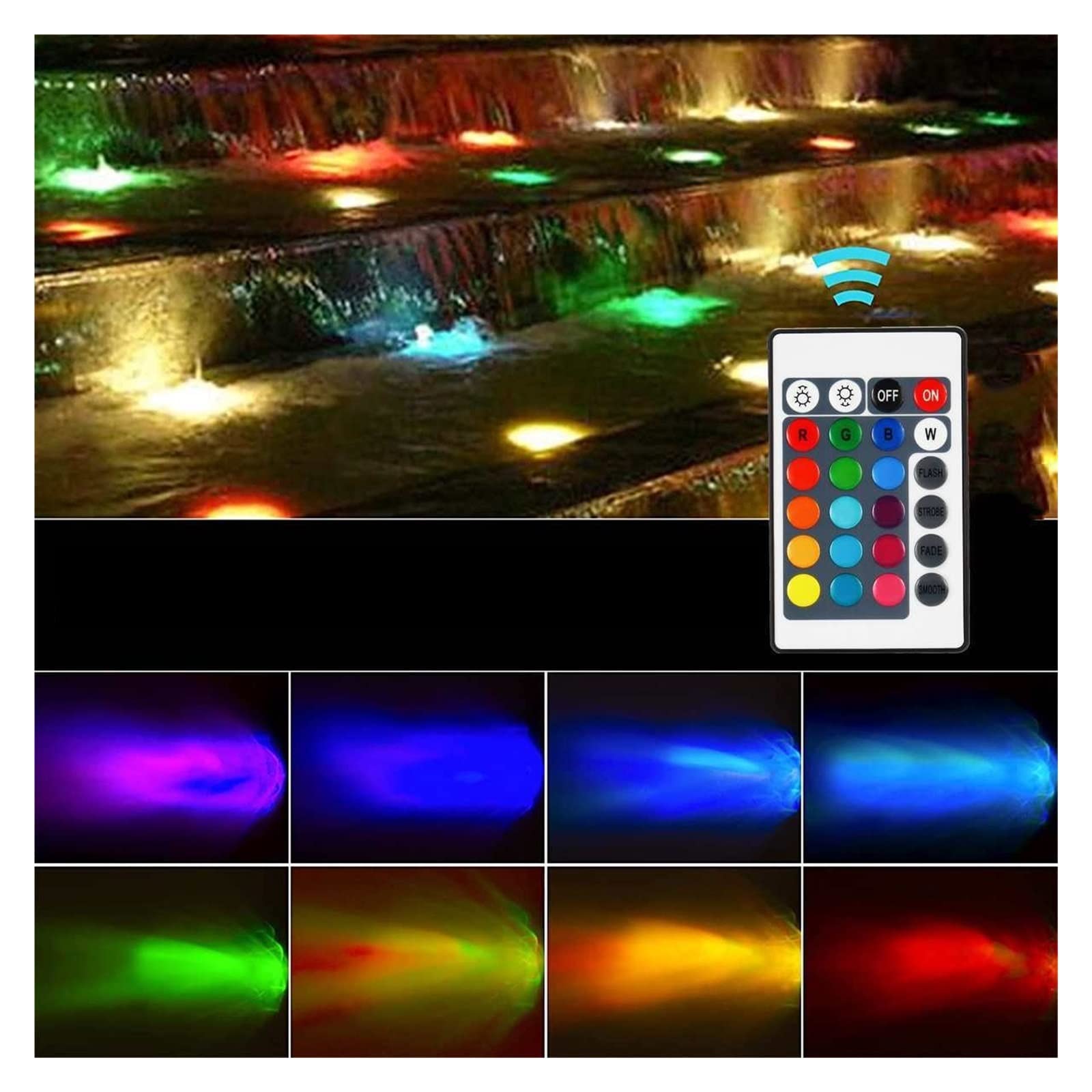 Luces de Piscina Luces subacuáticas LED RGB IP68, lámpara Impermeable for Acuario, Foco de Paisaje for Piscina, Tanque, Fuente, Estanque, jardín de Agua (Color : 1 Set 4 lignt)