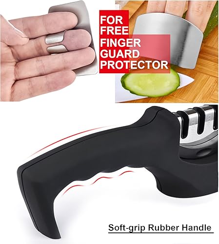 Miniatura 2 de Best Utensils - Afilador de cuchillos de 3 etapas con mango largo, sistema de afilado profesional de fácil agarre para cuchillos de cocina,