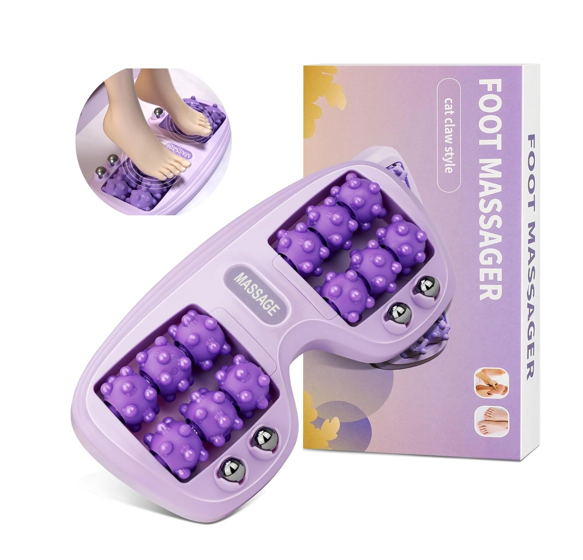 Foot Massage Roller for Feet Manual Dual Foot Roller Massager Plantar Fasciitis Acupressure for Pain Relief, Stress Relief and Improved Circulation