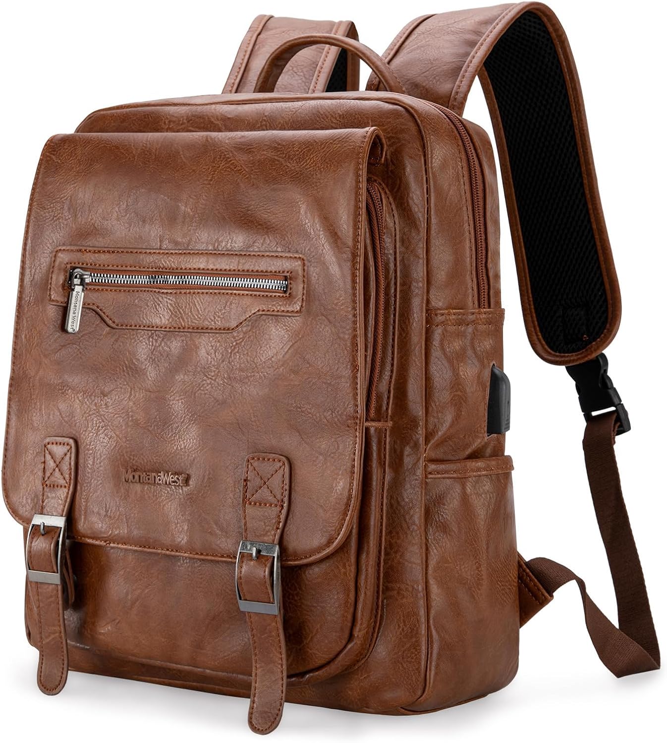 Montana West Laptop Backpack Purse for Women Men Unisex Vintage Backpack Casual Daypack for Travel Work with Convenient Charging Holder