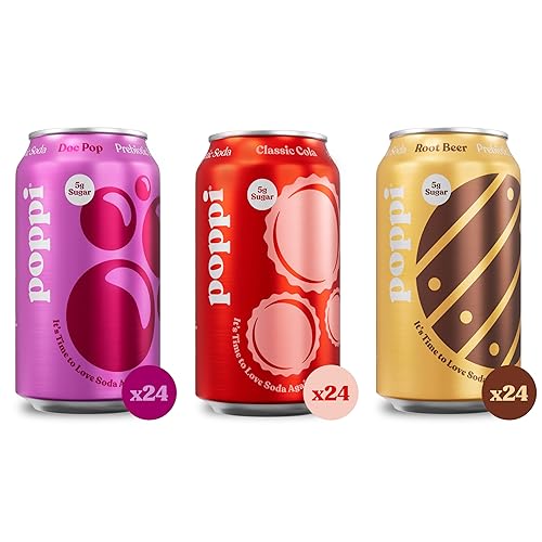 POPPI Soda prebiótica espumosa, paquete de 72 unidades, Classic Cola, Doc Pop, bebidas de cerveza de raíz hechas con vinagre de sidra de manzana con